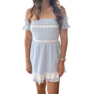 Revolve House of Harlow 1960 Milkmaid Mini Sundress Blue/White Stripe M